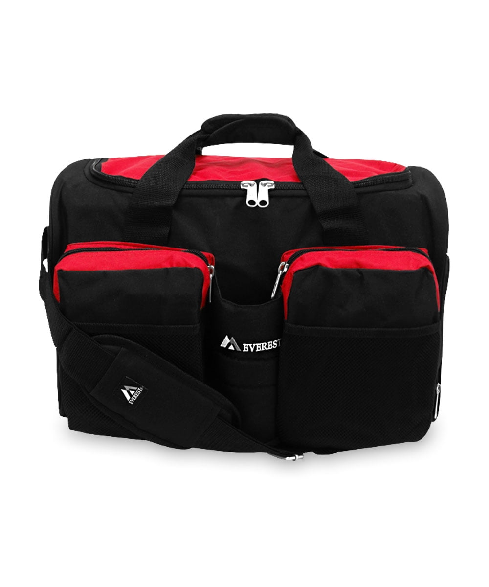 Everest Unisex 20” Sports Duffel Bag with Wet Pocket, Red