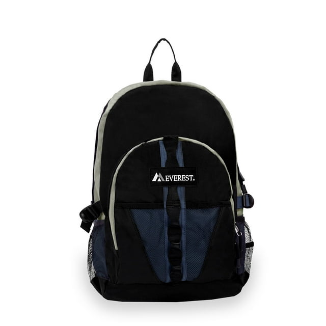 Everest Unisex Backpack with Dual Mesh Pocket 19", Navy Gray Black