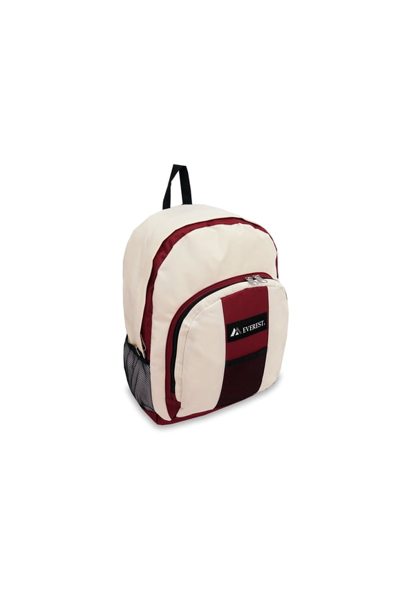 Unisex Backpack with Front and Side Pockets, Burgundy Beige
