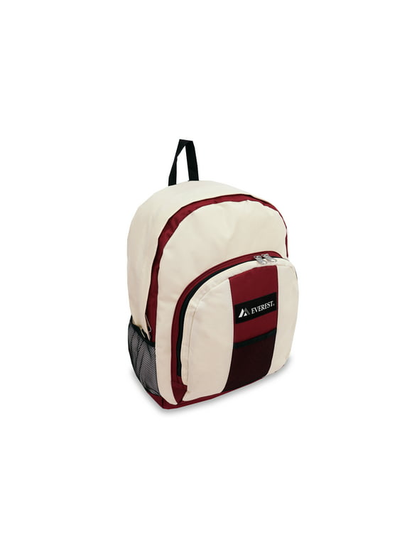 Everest Unisex Backpack with Front and Side Pockets, Burgundy Beige