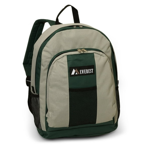 Everest Unisex Backpack with Front and Side Pockets, Green Gray
