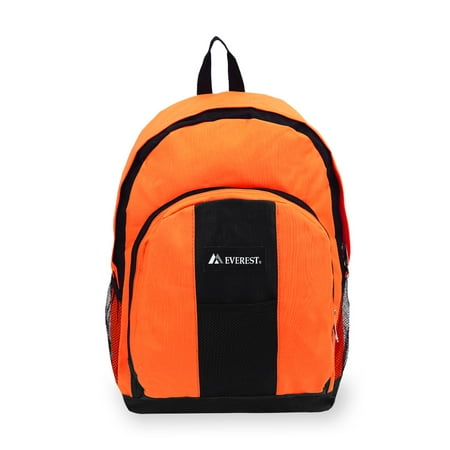 Everest Unisex Backpack with Front and Side Pockets, Orange Black