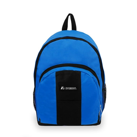 Everest Unisex Backpack with Front and Side Pockets, Royal Blue Black