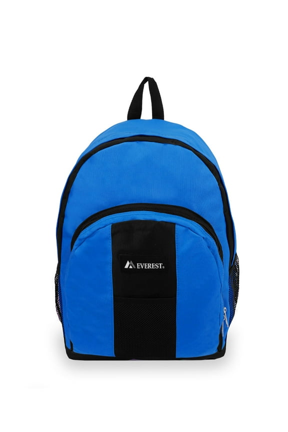 Unisex Backpack with Front and Side Pockets, Royal Blue Black