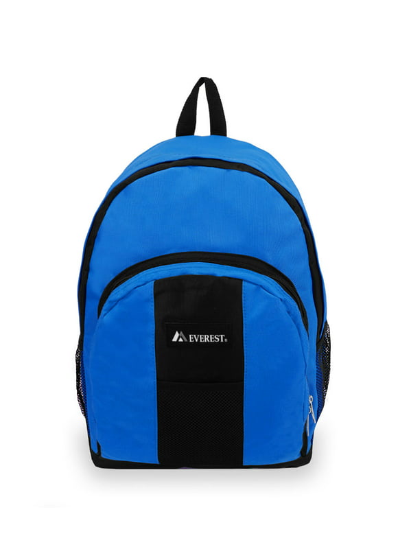 Everest Unisex Backpack with Front and Side Pockets, Royal Blue Black