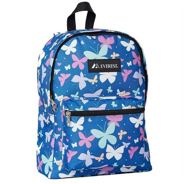 Everest Unisex Basic 15" Backpack, Butterfly Pattern Basic Blue