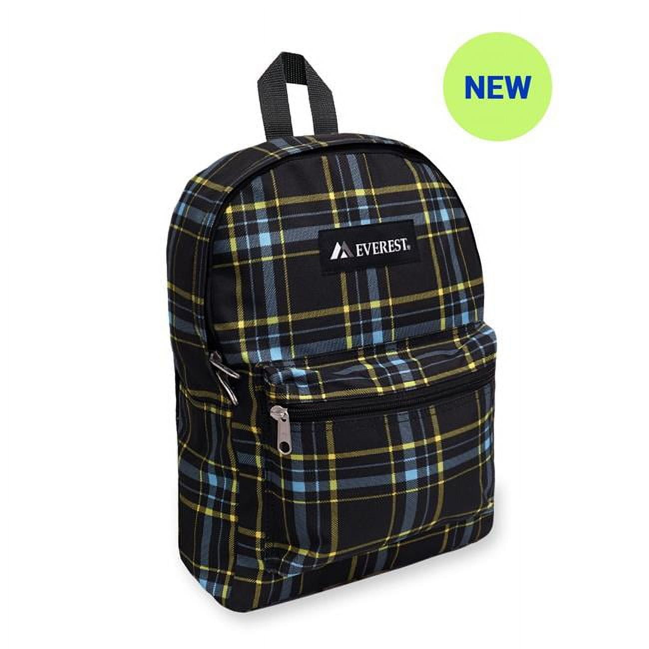 Everest Unisex Basic 15 Backpack Yellow Blue Plaid Pattern