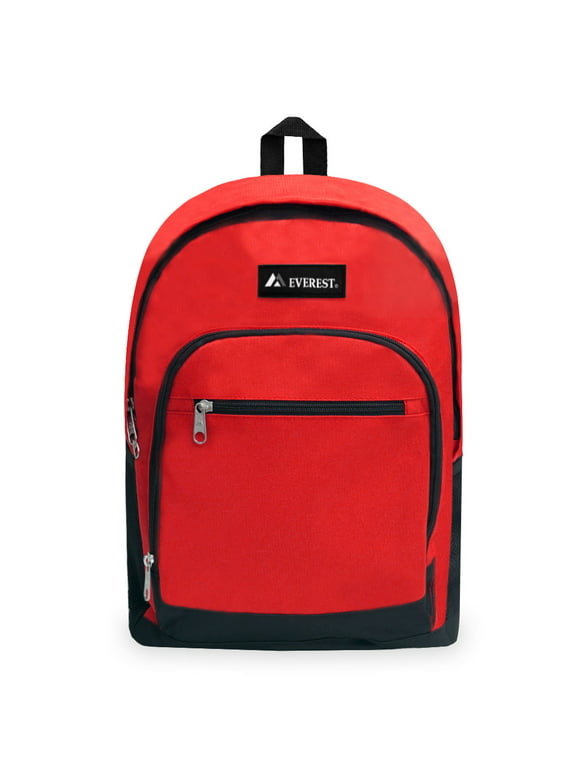 Everest Unisex Casual Backpack with Side Mesh Pocket, Red Black