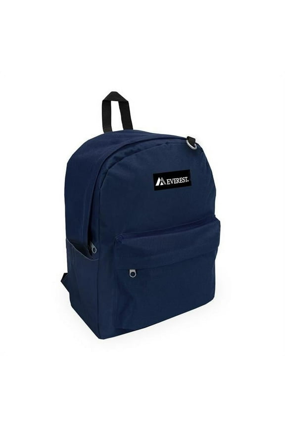 Unisex Classic Laptop Backpack with Side Pocket - Navy