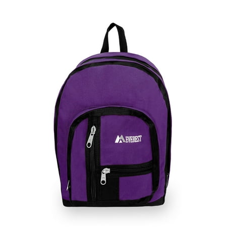 Everest Unisex Double Compartment 18" Backpack, Dark Purple Black