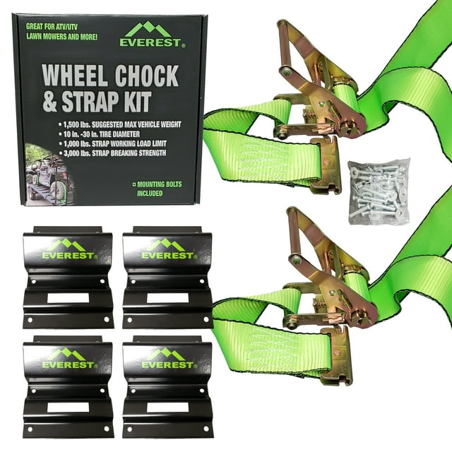 Everest Wheel Chock and Strap Kit with 6.5 ft. Straps and Mounting