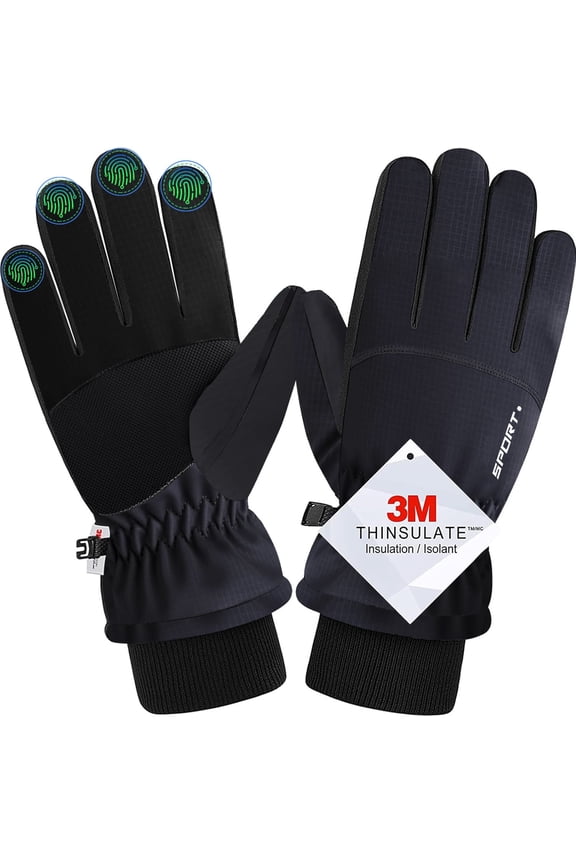 Winter Gloves for Men Women, Touchscreen Waterproof Windproof Gloves Cold Weather Warm Thermal Gloves