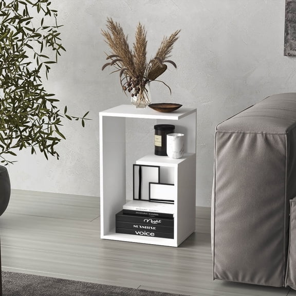 Everet 25" High 3-Tier Side Table with Black and White Finish - Versatile Home Furniture