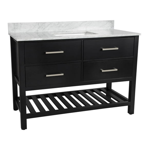 Everett 48 Inch Oak Console Vanity with Rectangular Undermount Sink - Black