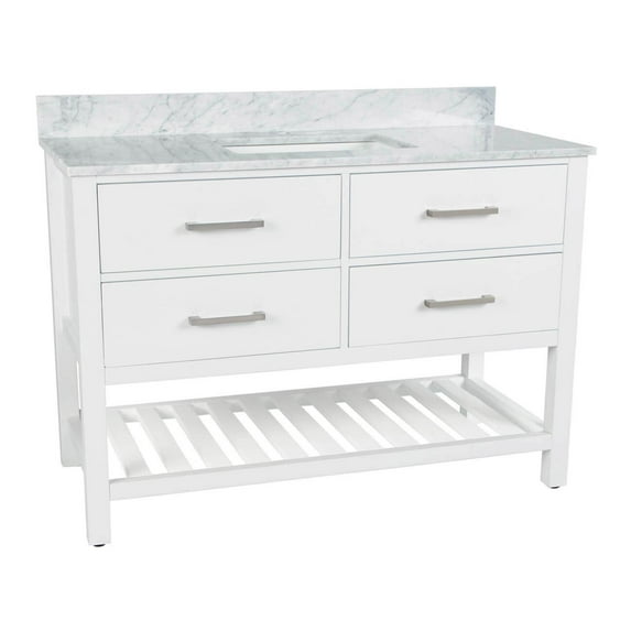 Everett 48 Inch Oak Console Vanity with Rectangular Undermount Sink - White