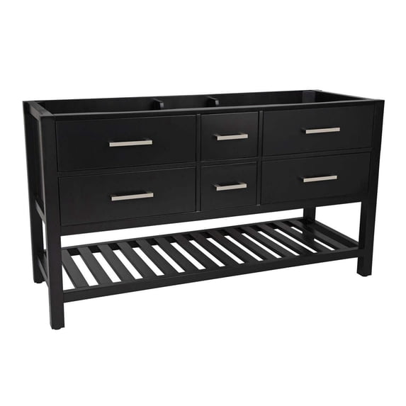 Everett 60 Inch Oak Console Vanity Base - Black