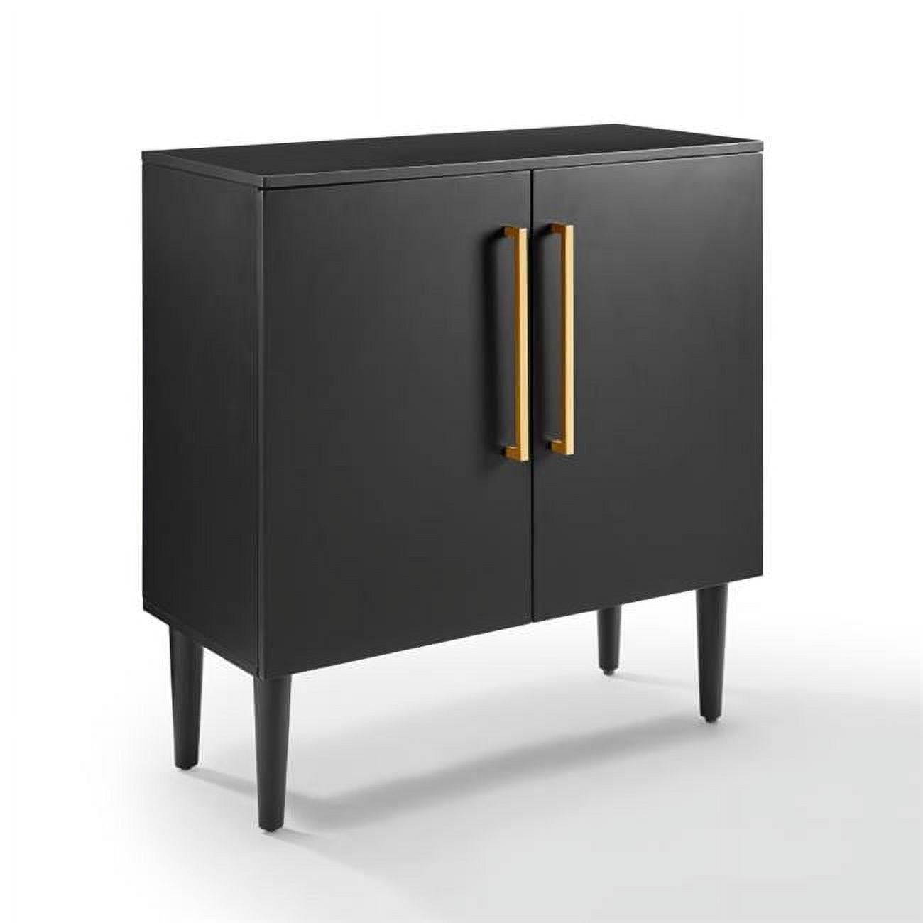 Everett Mid-Century Modern Black Accent Cabinet with Adjustable Shelf