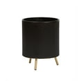 thumbnail image 1 of Everett Black Mid-Century Modern Indoor Metal Pot Planter with 3-Leg Metal Base - 13" H x 10.25" W, 1 of 5
