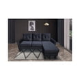 thumbnail image 1 of Everett Black Velvet Reversible Sectional Sofa Chaise, 1 of 5