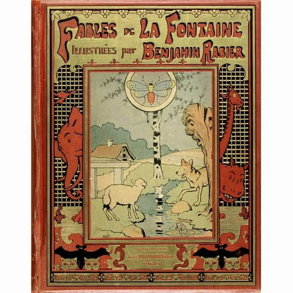Everett Collection EVCCRLA002YF444H Ables De La Fontaine La Fontaines Fables Illustrated by Benjamin Rabier Editions Tallandier 1908 Print, 18 x 24