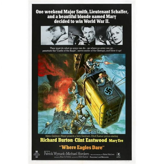 Everett Collection EVCMMDWHEAEC007H Where Eagles Dare US Poster Richard Burton Clint Eastwood Mary Ure 1968 Movie Poster Masterprint, 11 x 17