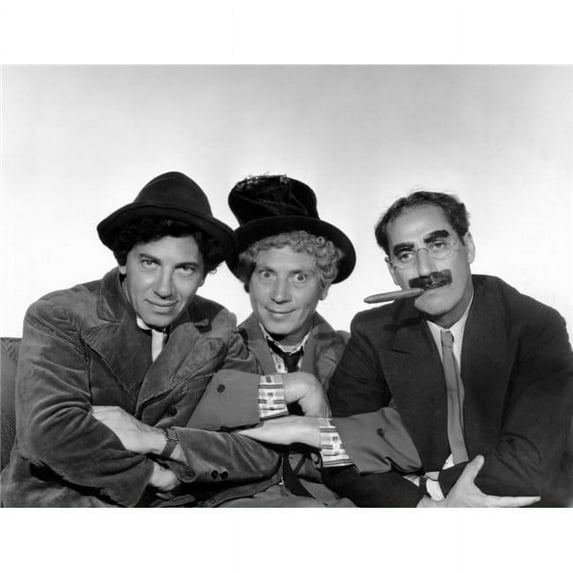 Everett Collection EVCPBDMABREC026HLARGE Marx Brothers - Chico Marx Harpo Marx Groucho Marx Photo Print, 20 x 16 - Large