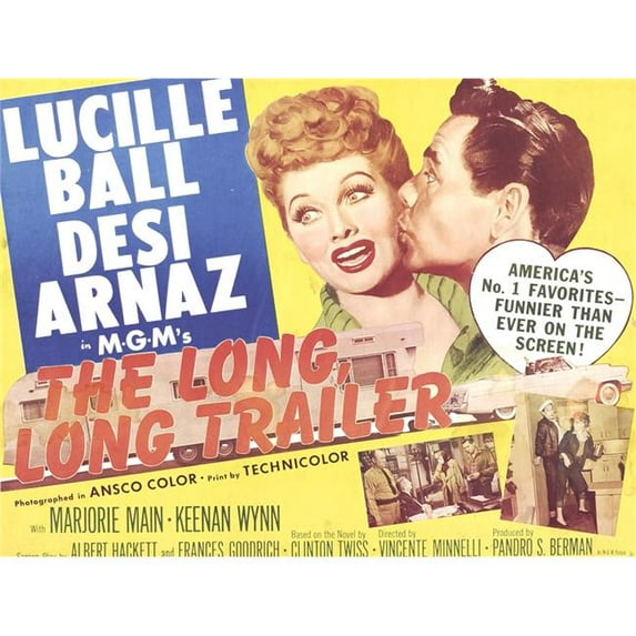 Everett Collection The Long Long Trailer Top L-R - Lucille Ball Desi Arnaz On Title Lobbycard 1954 Movie Poster Masterprint
