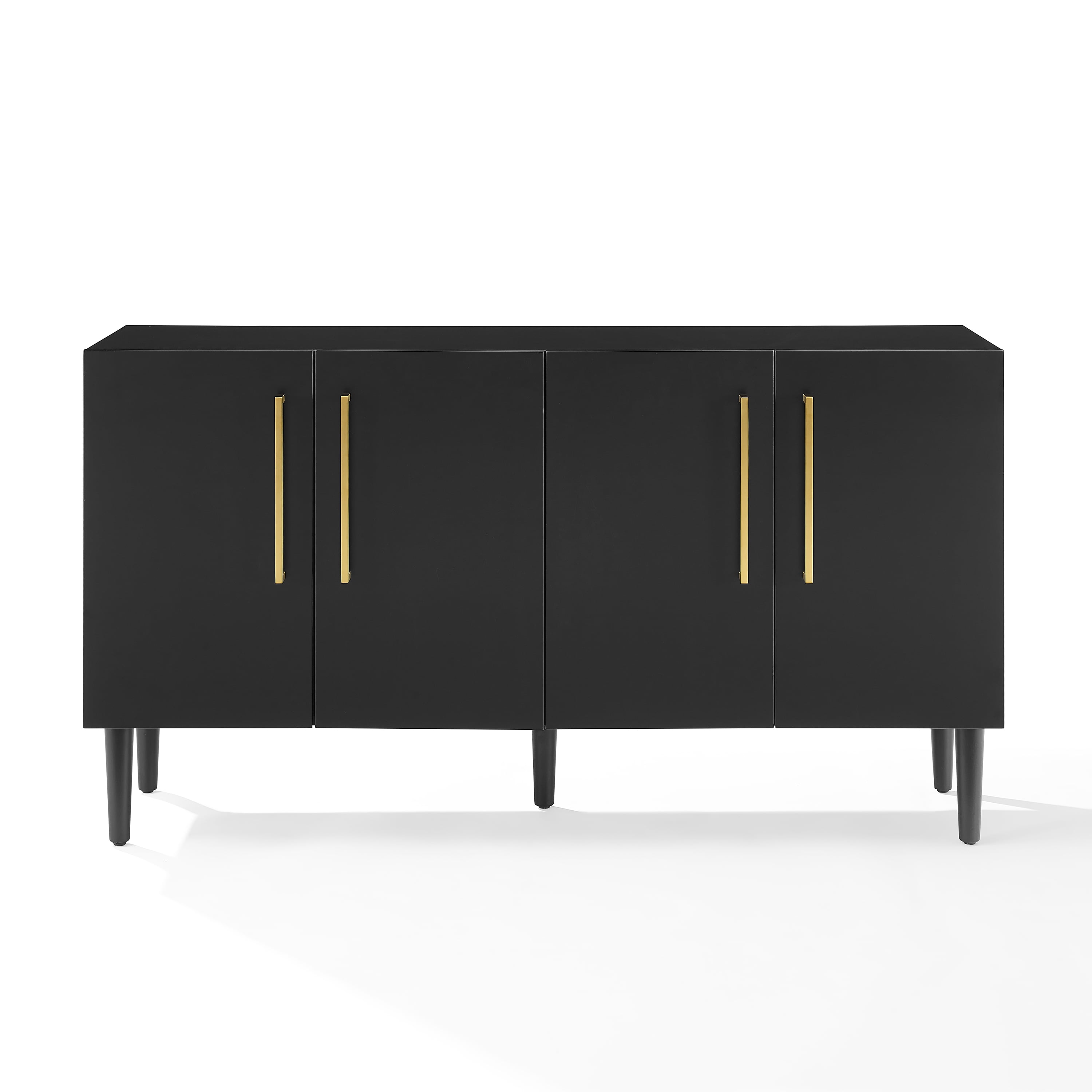 Everett Matte Black Mid-Century Sideboard with Tapered Legs