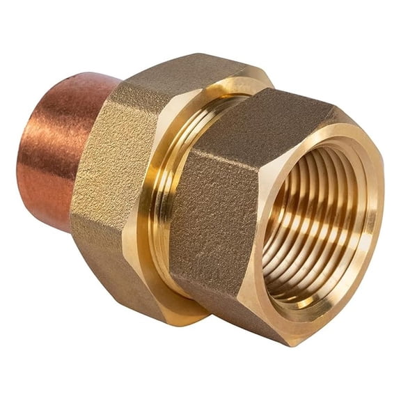 Everflow DDGV0001 1" No Lead Copper Union Fitting with Sweat to Female Threaded Connects