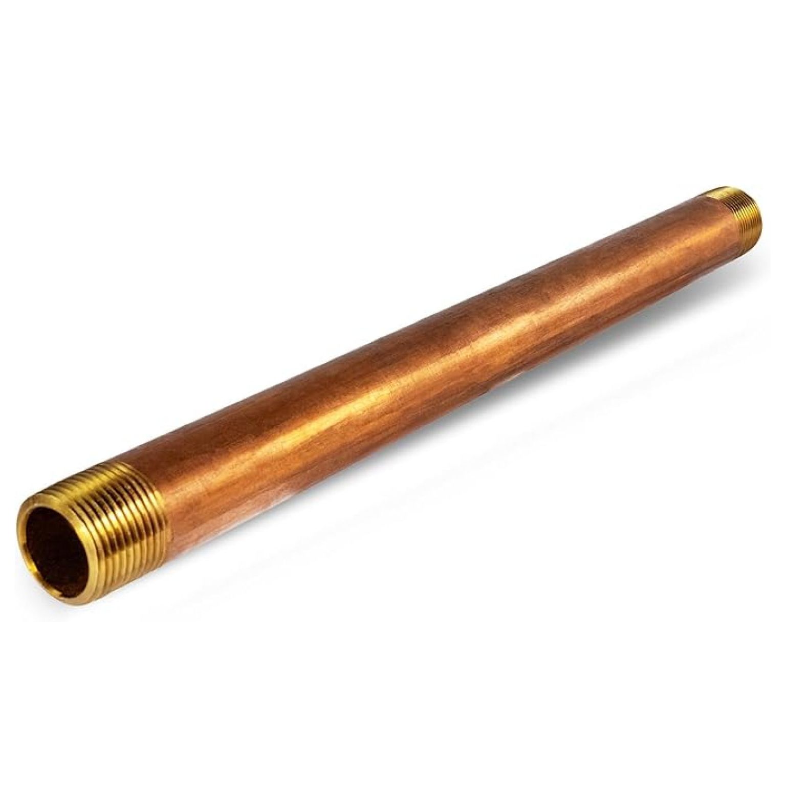Everflow Supplies 12" Brass Nipple Pipe Fitting - 1-1/2" NPT Male Threads Both Ends, Lead-Free