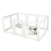 Everfront Clear Acrylic Plastic Dog Playpen Indoor,for Puppy Cat Rabbit Ferret Transparent Pet Pen,Easy Assemble Whelping Crate Kennel Cage Enclosure,Preferable for Puppies, Small & Medium Dogs
