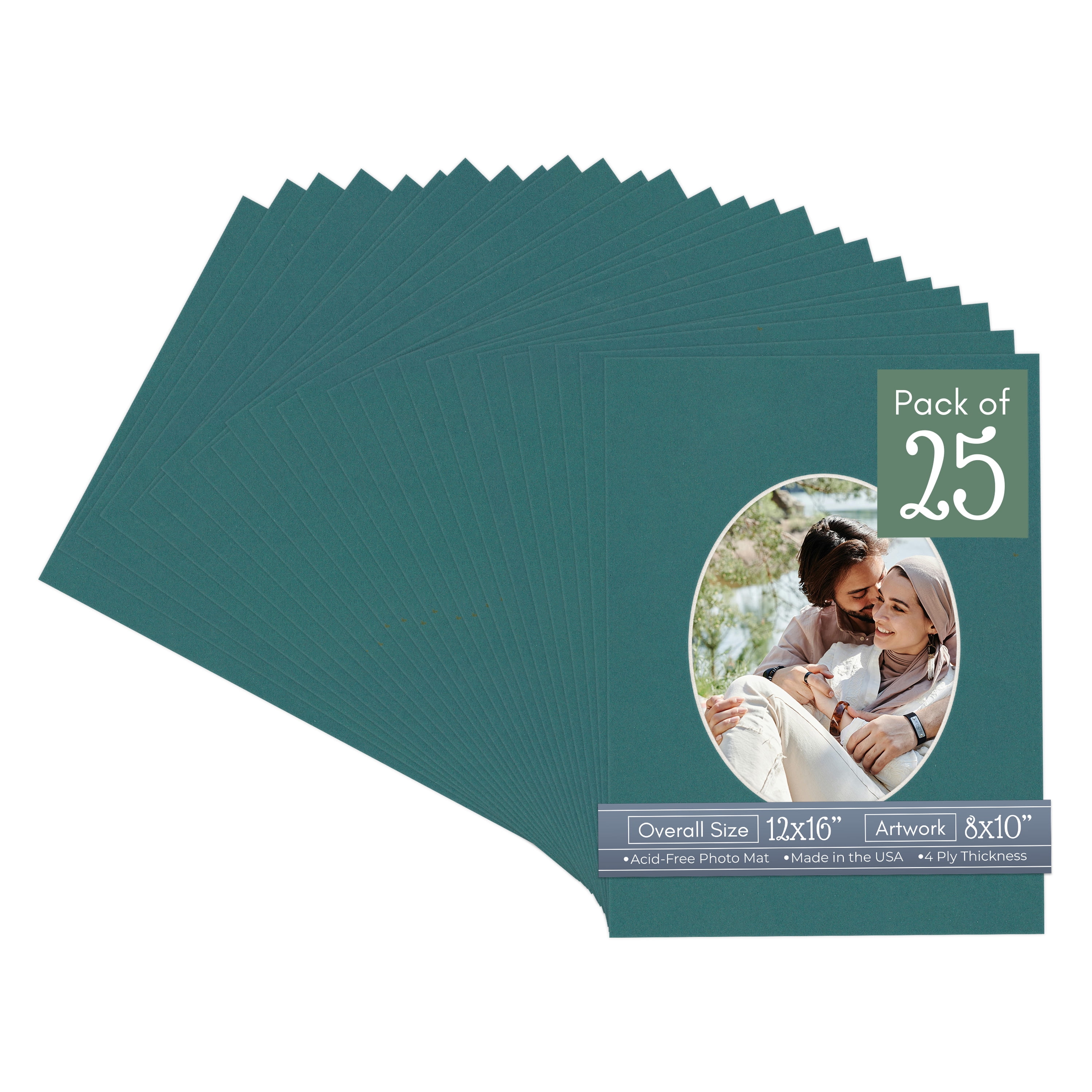Everglade Green Picture Frame Mat for 12x16 Frames - Oval Opening for ...