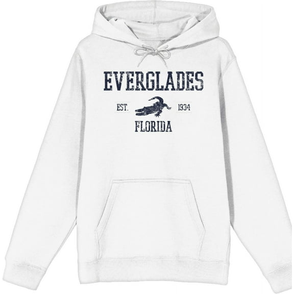 Everglades Florida Est 1934 Alligator Adult White Long Sleeve Hoodie-Medium