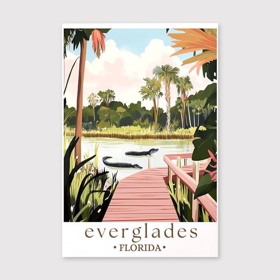Everglades Florida Travel Canvas, National Park Wildlife Print, Swamp Landscape Art, Nature Wall Decor, Travel Gift