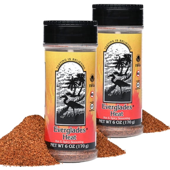 Everglades Heat Seasoning Hot and Spicy - Hot Spice Powder - 2 Pack, 6 oz