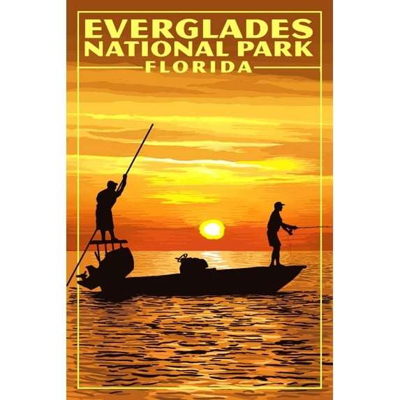 Everglades National Park, Florida, Flats Fishing (24x36 Giclee Gallery Art Print, Vivid Textured Wall Decor)