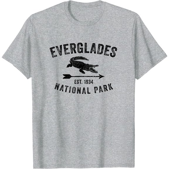 Everglades National Park Florida Vintage Crocodile Souvenir Unisex T-Shirt for Men Women Kids Toddler,Sport Grey Color,Size 5/6