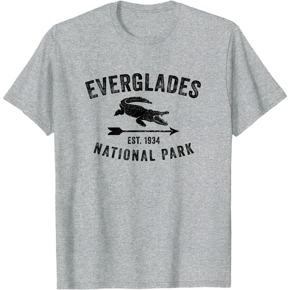 Everglades National Park Florida Vintage Crocodile Souvenir Unisex T-Shirt for Men Women Kids Toddler,Sport Grey Color,Size YXS