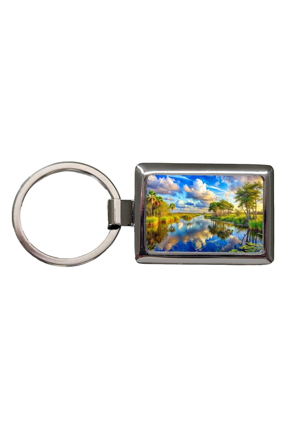 Everglades National Park Florida Watercolor Style Metal Rectangle Keychain