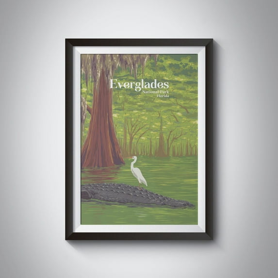 Everglades National Park Poster, Florida, Usa Travel Print, Miami, Vintage Lake Okeechobee, The Florida Keys, Retro Wall Art, Gift Wall Art, Modern Wall Decor, 24x36 UNFRAMED