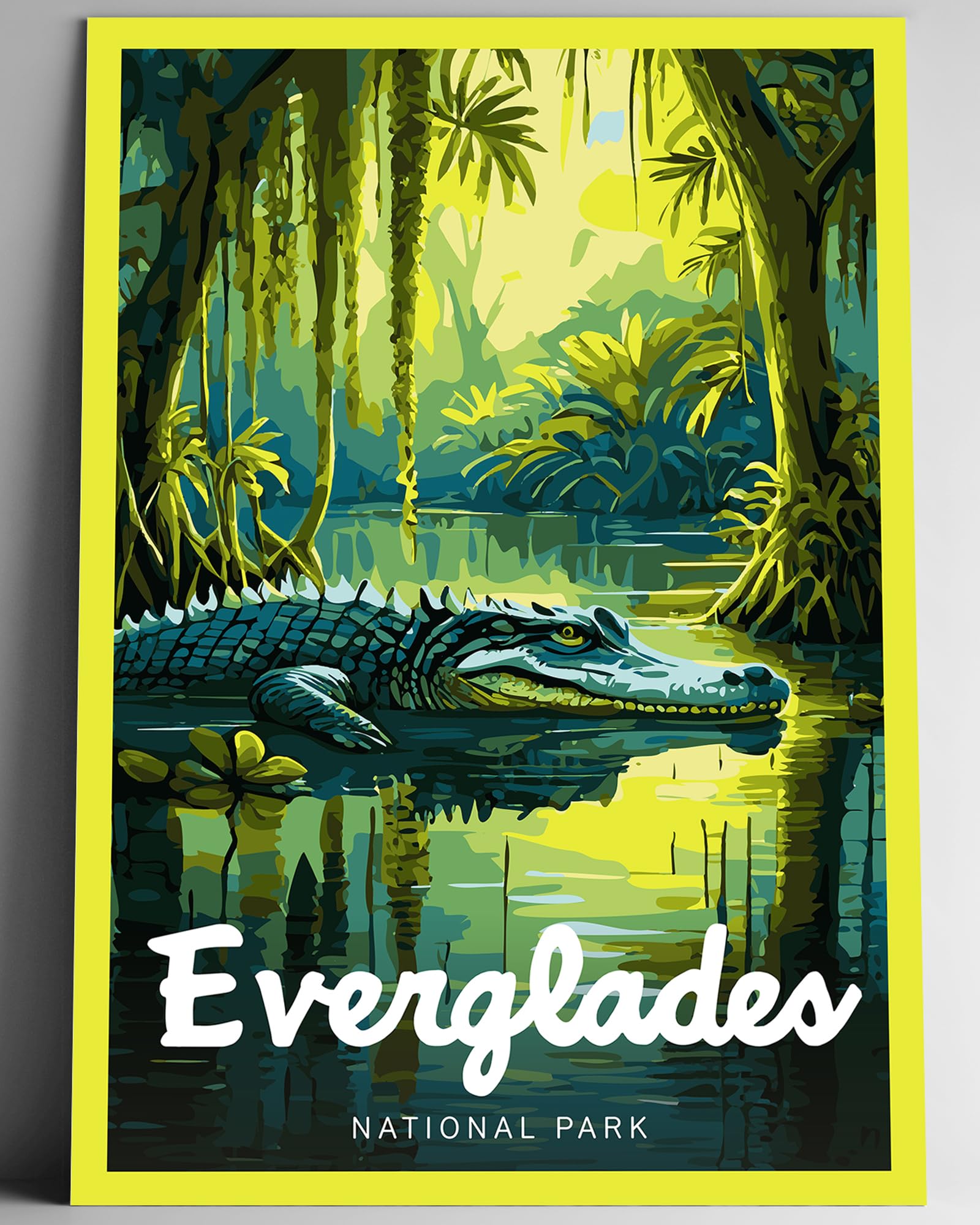 Everglades National Park Retro Travel Poster, Modern Wall Art Print ...