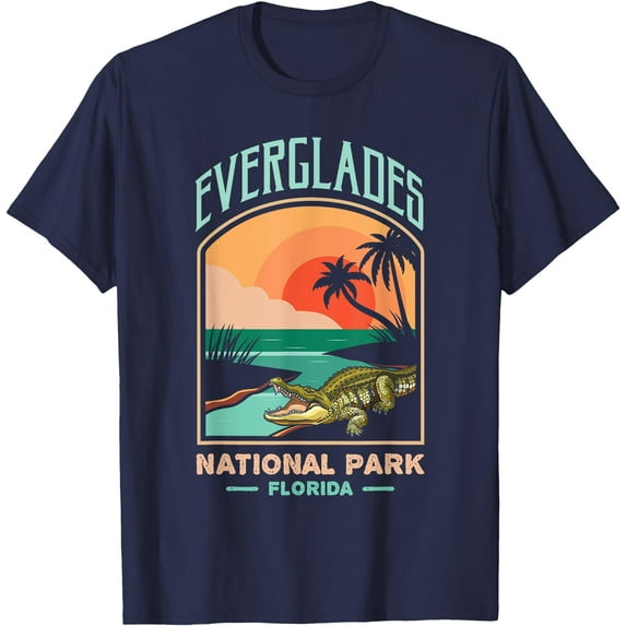 Everglades National Park US Crocodile Florida Alligators Unisex T-Shirt for Men Women Kids Toddler,Navy Color,Size 3XL