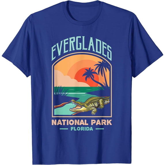 Everglades National Park US Crocodile Florida Alligators Unisex T-Shirt for Men Women Kids Toddler,Royal Blue Color,Size 5XL