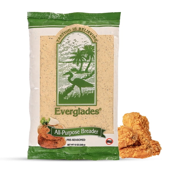 Everglades Pre-Seasoned All Purpose GGA1 Breading Mix 12 oz - Crispy Coating for Fish, Chicken, Pork Chops, Vegetables, Okra, Fried Green Tomatoes & More - Made in USA