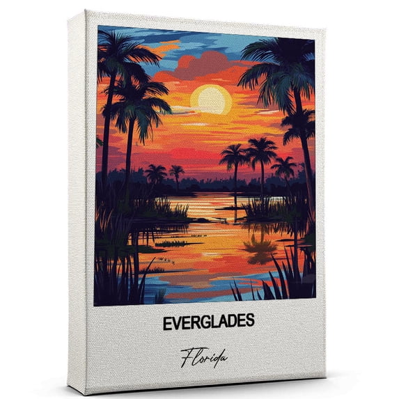 Everglades Travel Scenic Canvas Wall Art -Florida Canvas – Nature-Inspired Print for Bedroom, Living Room, or Office – Travel Gift