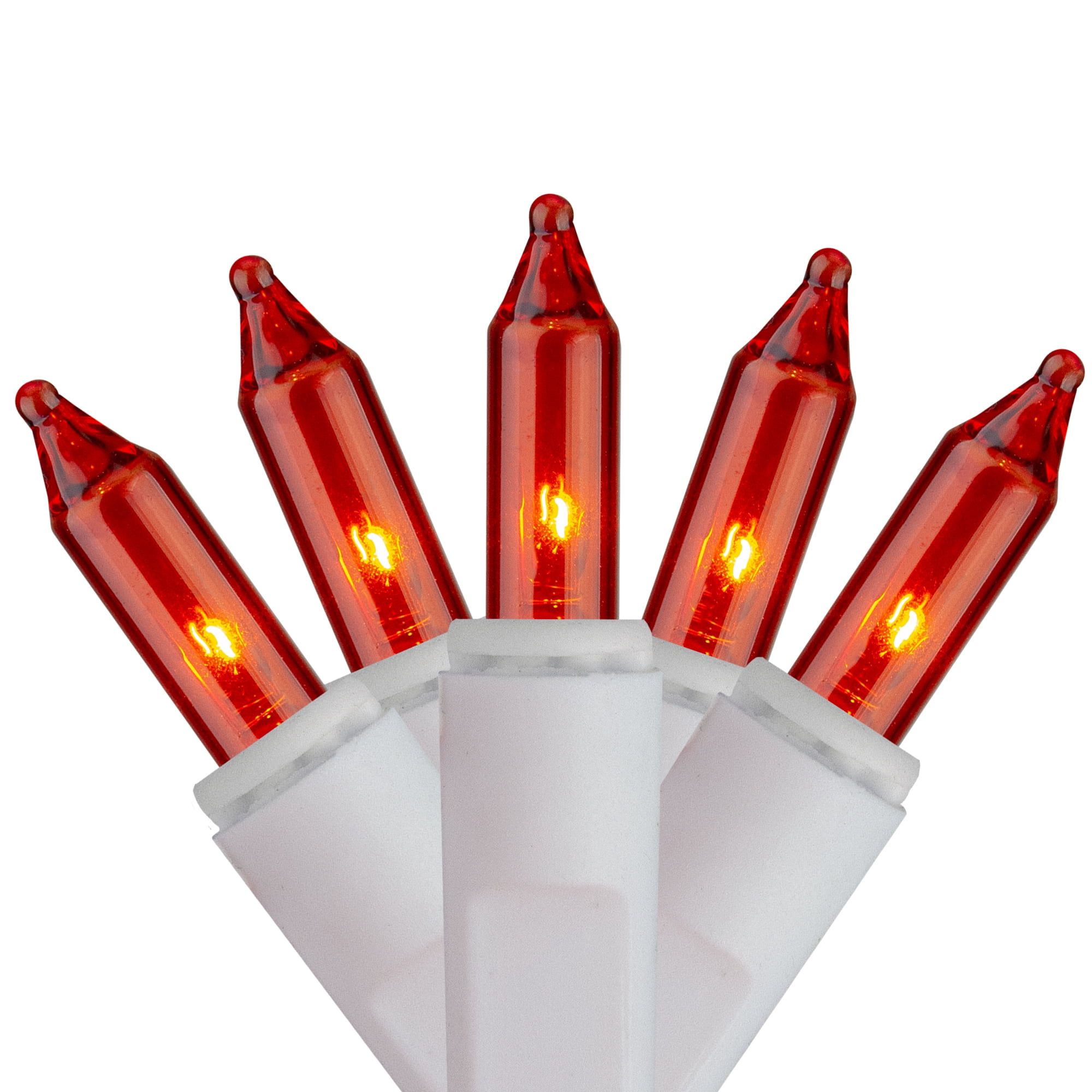 Set of 100 Amber Orange Everglow Icicle Christmas Lights - White Wire