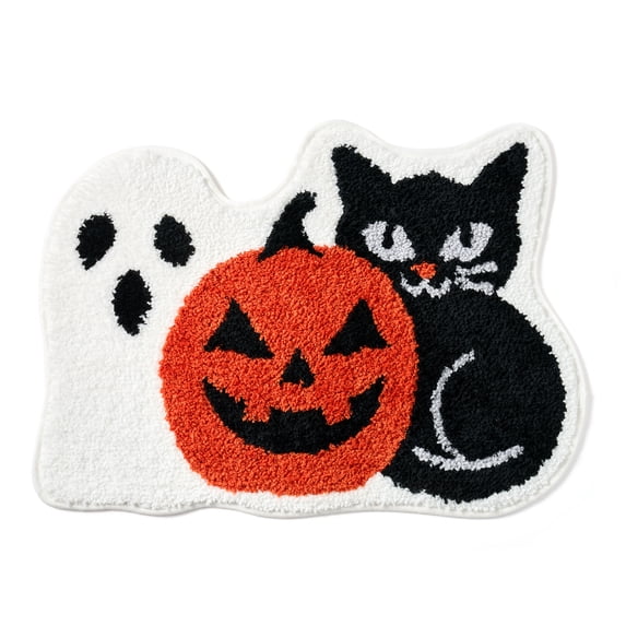 Evergrace Halloween Cat Bath Rug White 17"x24"
