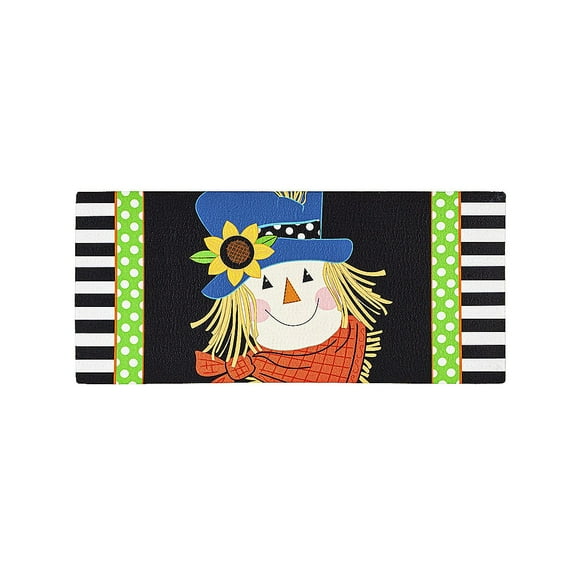 Evergreen 10.00In Scarecrow Friend Sassafras Switch Mat, Rubber, Straw Sunflower Insert 432178