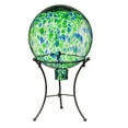 thumbnail image 1 of Evergreen 10" Art Glass Turquoise Confetti Gazing Ball with Stand Garden and Yard Decor, 1 of 6