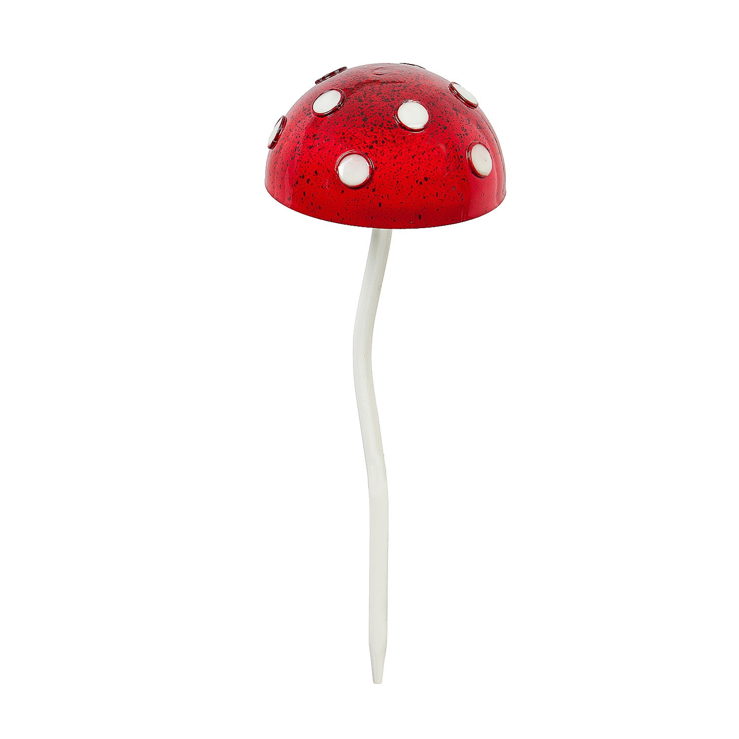Red Glow in the Dark Mushroom Garden Stake with White Polka Dots